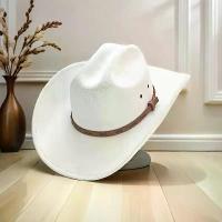 ราคา Premium High-Quality Faux Fur Western Cowboy Hat - Lightweight, Breathable 9.5 cm Wide Brim with Secure Buckaroo Band & Gift Box (Black//White) - Unisex Vintage Style for Women and Men (17331114095952