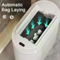 ราคา [COD] 9L Two-way Automatic Bagging Adsorption Trash Bin Sensor Trash Can with Lid Home Kitchen Toilet Narrow Slit Wall Mount Waste Bin (1733284870973392382)