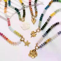 ราคา Natural Stone Beaded Stainless Steel Necklace Heart Flower Pendant Women Versatile Collarbone Chain Unique Jewelry (1733413291245143206)