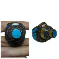 ราคา แหวนหินเทอร์ควอยส์ หินลาพิสลาซูลี่ แหวนทองเหลือง ขนาด 54 Rare Unique Turquoise, lapis lazuli Ring Brass Size 7us Jewelry (1733176860621047058)