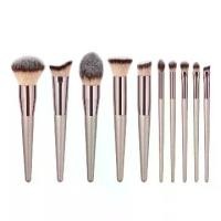 ราคา [เก็บเงินปลายทาง] 10-Piece Makeup Brushes, Blush Brush, Makeup Brush Set, Make up Brush Set, Champagne Make up Brush (1733359754788701971)