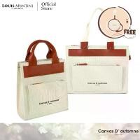 ราคา พร้อมส่งจากไทย Louis Montini Canvas Shoulder Bag for Men and Women Cross-body Shoulder cow leather and Canvas in Collection "Canvas D' automne CVB04 (1732766601792554224)