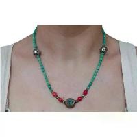ราคา สร้อยคอหินเทอร์ควอยส์ สีเขียว หินปะการัง พร้อมจี้หินเนปาล หินแท้ธรรมชาติ Turquoise, Coral Beads Necklace Nepal Pendant ซีโอดี (1733237310143235948)