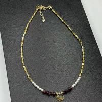 ราคา beautiful natural 1 pc hematite beads with pearl+red garnet and citrine pendant necklace (1733281073676781346)