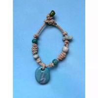 ราคา Bluetide_w สร้อยข้อมือ ข้อเท้า เชือกถัก ดินปั้น,clay necklace handmade (1732062867853771989)