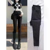 ราคา 2025 Skinny Jeans For Women High Waist Autumn Winter Fleece Lined Thickened Stretch Slim Fit Slimming Nine-Point Tight Pencil Pants For Outerwear (1733418130399659943)