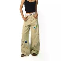 ราคา กางเกงทำงานปักลายตลกอเมริกัน, กางเกงขายาวทรงหลวมและทรงตรง, สำหรับผู้ชายและผู้หญิง, กางเกงขากว้าง Machete general pants กางเกง ผ้ายืด คน อ้วน ไซส์ ใหญ่ 100 โล (1732398395831977160)