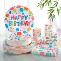 ราคา 96pcs Birthday Party Supplies Set - "Happy Birthday" Printed Paper Plates, Cups, Napkins - Colorful Party Pack for 24 Guests - Ideal for Indoor Celebrations And Gift-Giving Event (1733310362308806004)