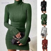 ราคา Knitted Bottoming Dress Women Elegant Party Autumn Winter Turtleneck Long Sleeve Sexy Mini Dress Bodycon Club Dress (1733132861174416848)