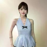 ราคา เสื้อสายเดี่ยวคล้องคอ ดีไซน์สวย เหมาะสำหรับฤดูร้อน เสื้อเบลาส์ผูกโบว์ผีเสื้อลายจุดสีน้ำเงิน แขนกุด ทรงสลิมฟิต สำหรับผู้หญิง เสื้อ baby tee เสื้อ essentials pink stuff สีชมพู (1732252098998339045)