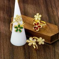 ราคา New 999 Gold Plated Zircon Index Finger Ring for Women Trendy Five-Leaf Flower Ring Light Luxury Long-lasting Jewelry (1733452379911325255)