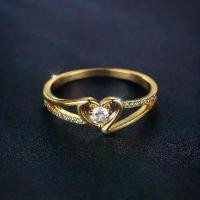 ราคา Women's ring SHEIN 2024 new bestseller heart-shaped diamond ring bright gold ring with diamonds Wholesale for women (1733134815817467063)