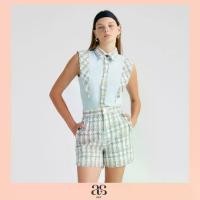 ราคา [asv aw24] Erika Sleeveless Shirt เสื้อเชิ้ตผู้หญิง แขนกุด แต่งตัดต่อผ้าทวีต (1732612330707846864)