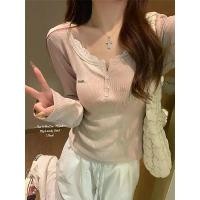 ราคา Hot Selling Multiple Pink Lace Trim Long Sleeve T-Shirts Autumn New Slim Fit Inner Wear Tops (1733455124512474385)