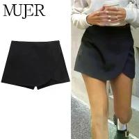 ราคา MUJER 2025 Black Mini Skirt Women's Shorts Fashion Asymmetrical Skort for Women High Waist Short Skirt Women Summer Casual Shorts (1733168878039107024)