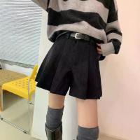 ราคา Black Bootcut Pants 2025 New High Waist Casual Outerwear Shorts for Women Autumn Winter Petite Pleated Skirt Pants Slimming Versatile (1733235744735069654)