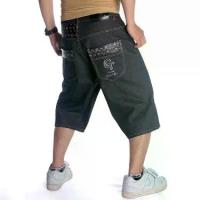 ราคา High-End Fashion Trend Men's Bottoms Versatile European and American Hip-Hop Jeans Men's Trend Loose Embroidered Shorts Street Style Capri Pants Plus Size Skateboard Mid-Length P (1733098406517638674)