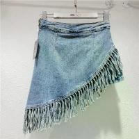 ราคา Irregular Tassel Design Denim Shorts High Waist Women New Slim A-line Hip-hugging Skirt Shorts (1733373061195204280)