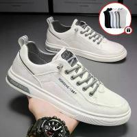 ราคา [พร้อมส่ง] [Free Socks] New Men's Casual Leather Shoes Sports Sneakers Trendy and Versatile Korean Version Mvs038-212 (1733305910999549177)