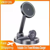 ราคา [COD] Foldable 3 In 1 Travel Wireless Charger Stand For Magsafe iPhone 12-16 Pro Max Apple Watch 8 7 Airpods Pro Fast Charging Station (1733453283178808899)