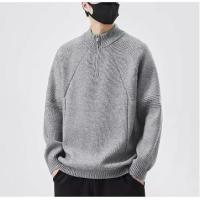 ราคา Hot-Selling Zipper Half-Turtleneck Sweater for Men Winter Korean Version Loose Youth Fashion Casual Stand Collar Trend (1733454255270561600)