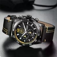ราคา Hot Selling Megir Men'S Fashion Chronograph Waterproof Genuine Leather Sports Quartz 2131G watch (1733439689698280532)