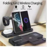 ราคา แท่นชาร์จไร้สายแบบพับได้, 6 In 1, สำหรับ Samsung S22, S21, S20, S10, Note, Galaxy Watch 5, 4, Active Buds, แท่นชาร์จเร็ว (1733174875758167419)