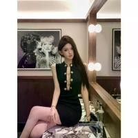 ราคา Short skirt with waistband New elegant design for summer, Korean style, for women, Ins style, double row gold buckle, knitted ball gown wedding dress infinity. ช อ า ซับ เดรส (1733190856864466483)