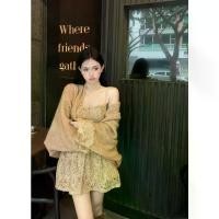 ราคา ชุดเดรสสายเดี่ยว สไตล์ฤดูใบไม้ร่วง คาร์ดิแกน เสื้อกันหนาวเนื้อนุ่ม เดรสวินเทจ ชุด 2 ชิ้น ชุดเขมรแท้ เดรสพรหมผ้าซาติน ดีไซน์กลวงออก ball gown wedding dress ปาเต๊ะ (1732036848651896489)