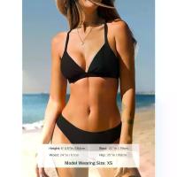 ราคา Bikini set for women Two-piece swimsuit, low V-neck, self-tie cross-back straps, spaghetti straps. (1732878010917095037)