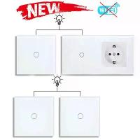 ราคา [COD] Touch Light Switch With EU Socket 1 Gang 2 Way Wall Light Switch LED Sensor Tempered Glass Interrupter EU Standard 240V (1733270695221102442)