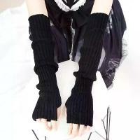 ราคา [COD] Women Long Fingerless Gloves Soft Female Glove Lolita Kawaii Mitten Winter Warmer Knitted Arm Sleeve Girls Punk Gothic Gloves (1733284817437361662)