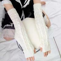 ราคา [COD] Women's Winter Mitten Knitted Arm Warmers Long Fingerless Gloves Wrist Elbow Oversleeves Soft Girls Clothes Punk Gothic Gloves (1733297506291713534)
