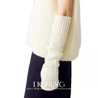 ราคา Korean Style 100% Wool Knitted Long Pile Gloves for Women Versatile Half-Finger Arm Warmers Trendy Sleeve Covers (1733447811256059532)