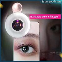 ราคา 2IN1 HD Mobile Phone Lens Fill Light 15X Macro Portable Selfie LED Ring Flash Light Phone Ring Clip (1733133206501230152)