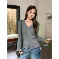 ราคา Korean Style New Autumn Winter Outfit Buttoned Knitted Cardigan V-Neck Long Sleeve Slim Fit Base Layer Slimming Top Women's Clothing (1733225676021859406)