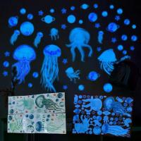 ราคา Ocean Jellyfish Planet Luminous Wall Sticker 3603PET Luminous Film Spray Paint Jellyfish Luminous Sticker อก (1733228835782100293)