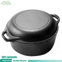 ราคา CODCOD [จัดส่งฟรี] 2 in 1 Cast Iron Dutch Oven with Skillet Lid Dutch Oven Pot with Dual Handles Skillet Cookware Pan Set for Bread BakingTikTok (1732705318689736658)