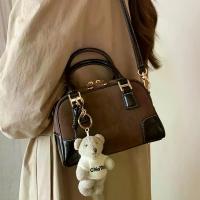 ราคา New ladies frosted pillow bag high quality leather shoulder bag solid color casual large capacity (1733423834260866982)