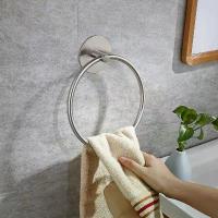 ราคา American Style Black Bathroom Toilet No-Drill Stainless Steel Towel Ring Oval Towel Rack Hanging Ring (1733316008260830520)