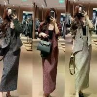 ราคา Spring and Autumn Women's New Design Professional Suit Jacket, Elegant and Temperamental Rhinestone Suit Jacket with Slit Slim Fit Versatile Skirt Set (1733444910224803348)