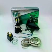 ราคา [COD] [Tiktok]Motorcycle Headlight Bulb, Motorcycle M:02H Led, 4 Chips, 42W, 6500K, 4400Lm, 9-18V, H4 Socket, Cut Off the Connecting Wire, Can Be Used with All Models of Motorcycles, 12V. (17332036145