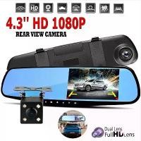 ราคา [COD] 1080จุดเลนส์คู่รถ DVR กระจก Dash Cam ด้านหน้าและด้านหลัง170มุมย้อนกลับกล้องบันทึกวิดีโอกระจกมองหลังบันทึกวิดีโอดิจิตอลตลาดกลางคืน HD Dash Cam สำหรับทุกรุ่น (1732940118700820280)