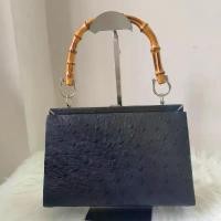 ราคา กระเป๋าถือ หนังนกกระจอกเทศสีดำ หูแบมบู สินค้าดี (1733458168998823612)