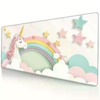 ราคา แผ่นรองเมาส์เกมมิ่งยูนิคอร์นขนาดใหญ่พิเศษพร้อมขอบเย็บฐานยางกันลื่นและที่รองโต๊ะสำหรับคีย์บอร์ด ขนาด 35.4''x15.7'', หลายสี, คอมพิวเตอร์, ของตกแต่ง (1733343047583696402)