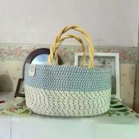 ราคา ตะกร้าเก็บของอเนกประสงค์ความจุขนาดใหญ่แบบสองสี ตะกร้าสานมือ หูจับบิดคู่ ชิ้นส่วนถอดได้ เหมาะสำหรับเก็บผ้าอ้อม อุปกรณ์ห้องน้ำ ของเล่น โต๊ะเครื่องแป้ง เครื่องสำอาง และการจัดเก็บในครัวเรือนอื่นๆ (1733251