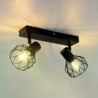 ราคา โคมไฟเพดาน E14 2 หลอด สีดำ โคมไฟเพดานหมุนได้ โคมไฟสปอตไลท์วินเทจ โคมไฟเพดานทำจากโลหะแบบวินเทจ โคมไฟสปอตไลท์ติดผนังแบบวินเทจ สำหรับห้องนั่งเล่น ทางเดิน ห้องนอน กำลังไฟสูงสุด 28 วัตต์ ไม่รวมหลอดไฟ (1733