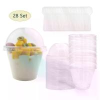 ราคา [แก้วพลาสติกใส 28 ชิ้น พร้อมฝาโดมและช้อน] แก้วพลาสติกใส 28 ชิ้น พร้อมฝาโดมและช้อน ขนาด 7 ออนซ์/9 ออนซ์ เหมาะสำหรับไอศกรีม พุดดิ้ง เครื่องดื่ม เหมาะสำหรับใช้ในบ้าน ร้านขนมหวาน โรง (1733374906631423262)