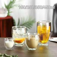 ราคา ถ้วยแก้วสองชั้น แก้วซาฮาร์ ความจุ 150/250/350/450ml ใหม่ ทนความร้อน เครื่องดื่ม แก้วนม โปร่งใส ถ้วยกาแฟ (1732393848454809127)