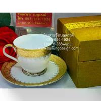 ราคา ชุดแก้ว กาแฟ เบญจรงค์ มีจานรอง เนื้อแก้วเซรามิก ลายพรีเมียม สวยหรูมาก แก้วน้ำชา ของขวัญ ของฝาก ของที่ระลึกไทย งดงามมาก (1732887203516351545)